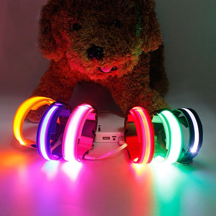 Pet LED Dog Collar Light up Dog Collar USB Charging LED Nylon Dog Collar Pet Products