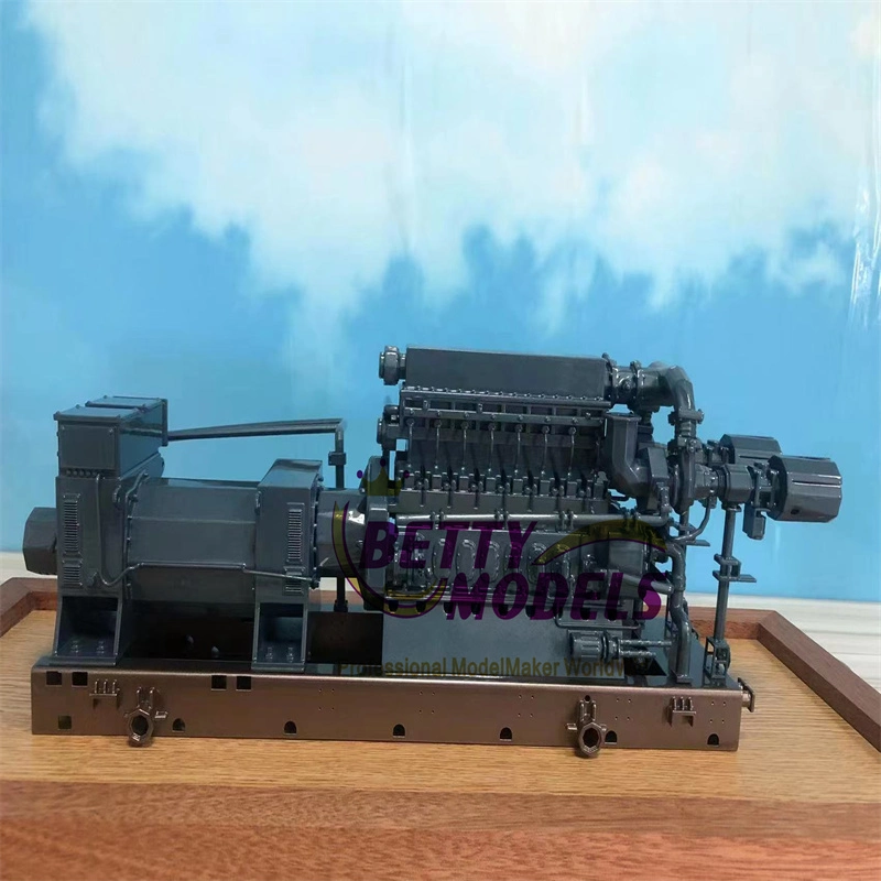 Engine Machine Scale Model Physical Colour Industry Model Making with Wooden Base