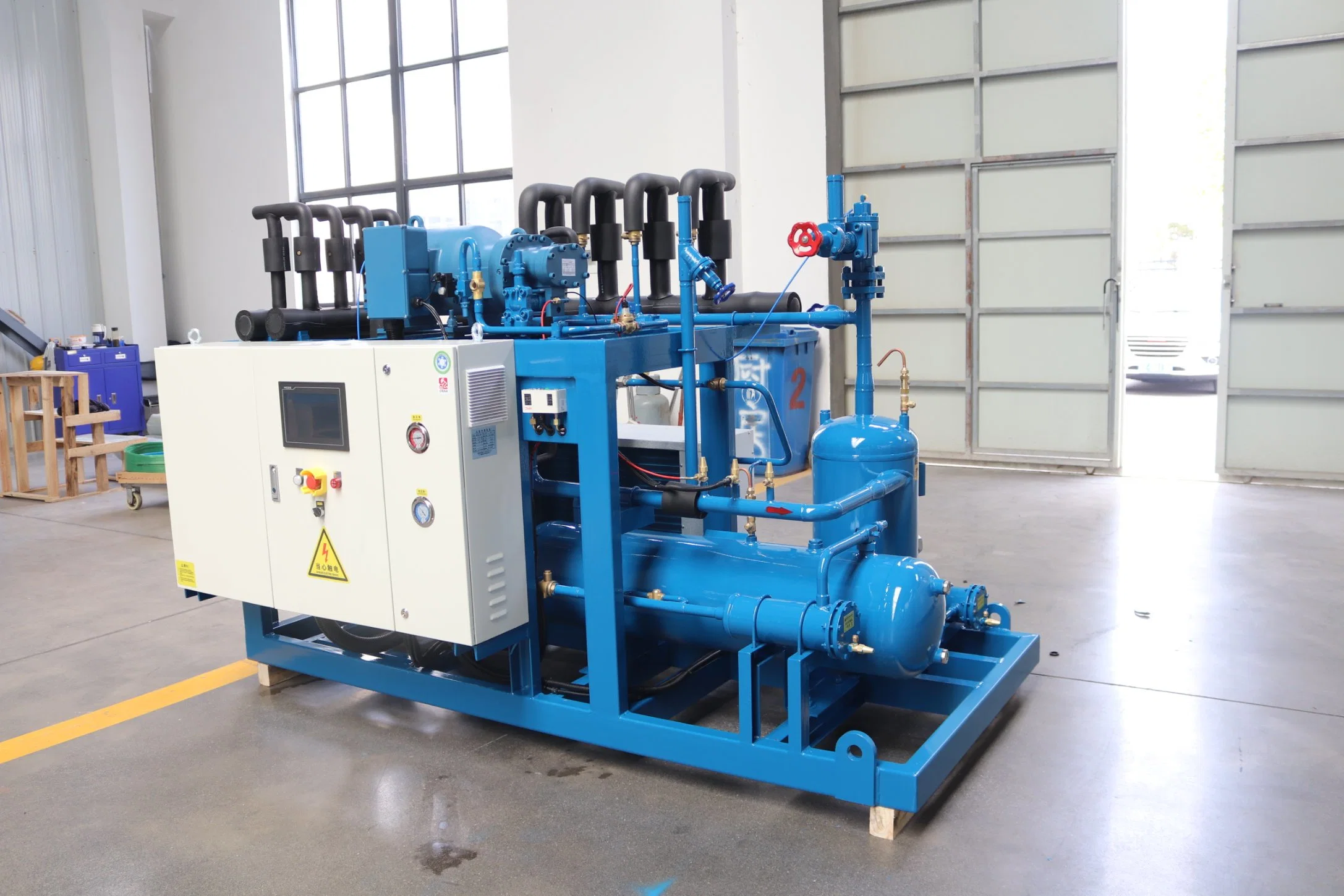 70HP Condensing Unit with Single Frascold Screw Compressor for Frozen Fish Cold Storage