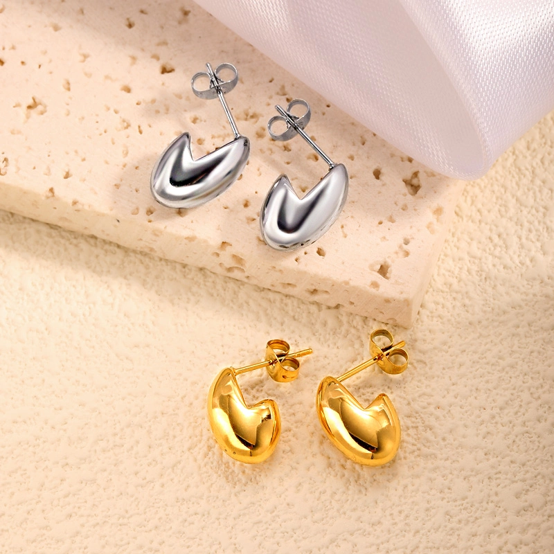 2023 Hot Sell Gold Luxury Hollow Water Drop Egg Shape Earrings High-End Stainless Steel Stud Earring Jewelry for Women