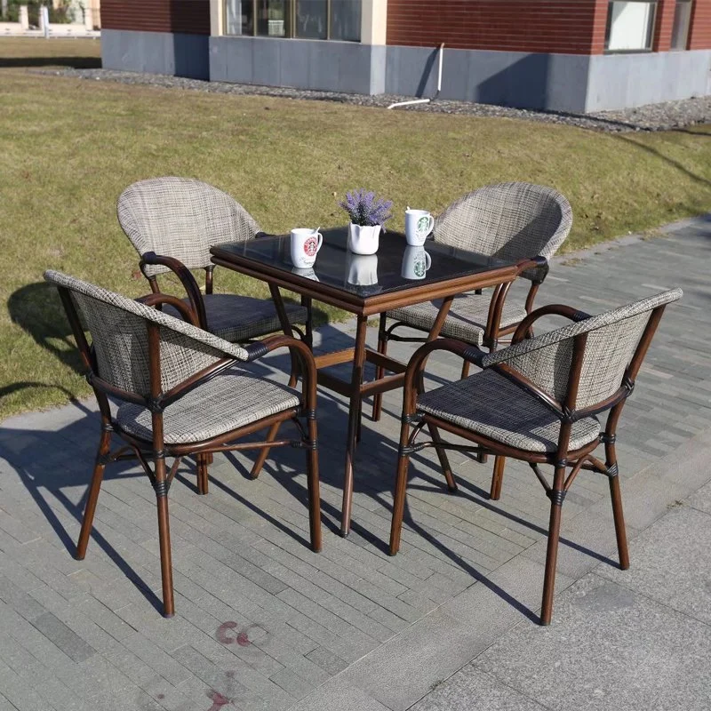 Aluminium Frame Bistro Garden Set Outdoor Floding Metal Swimming Pool Lounge Paris Bistro Chairs