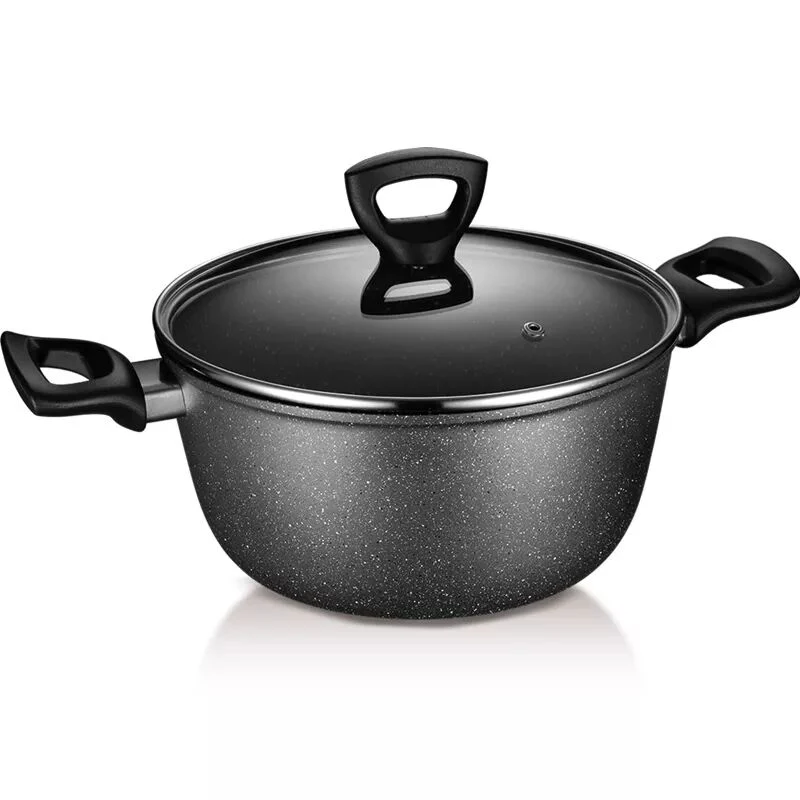 Usine de revêtement en marbre de gros de l'intérieur et extérieur ensembles Non Stick Ustensiles De Cuisine Casseroles et ustensiles de cuisine casseroles en aluminium forgé ensemble avec l'induction bas