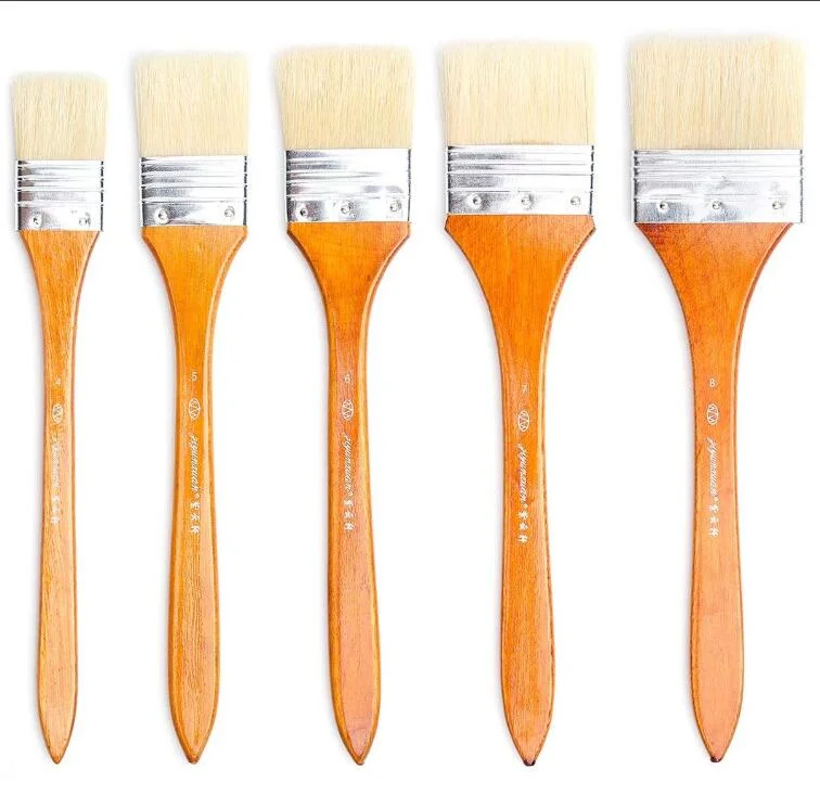 8 Pieces Large Flat Artist Bristle Paint Brush Wash Brushes Set for Oil Water Color Acrylic Paint