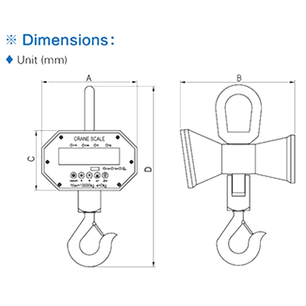 2000kg 3ton 5ton Heavy Duty Wireless Weighing Electronic Crane Scale