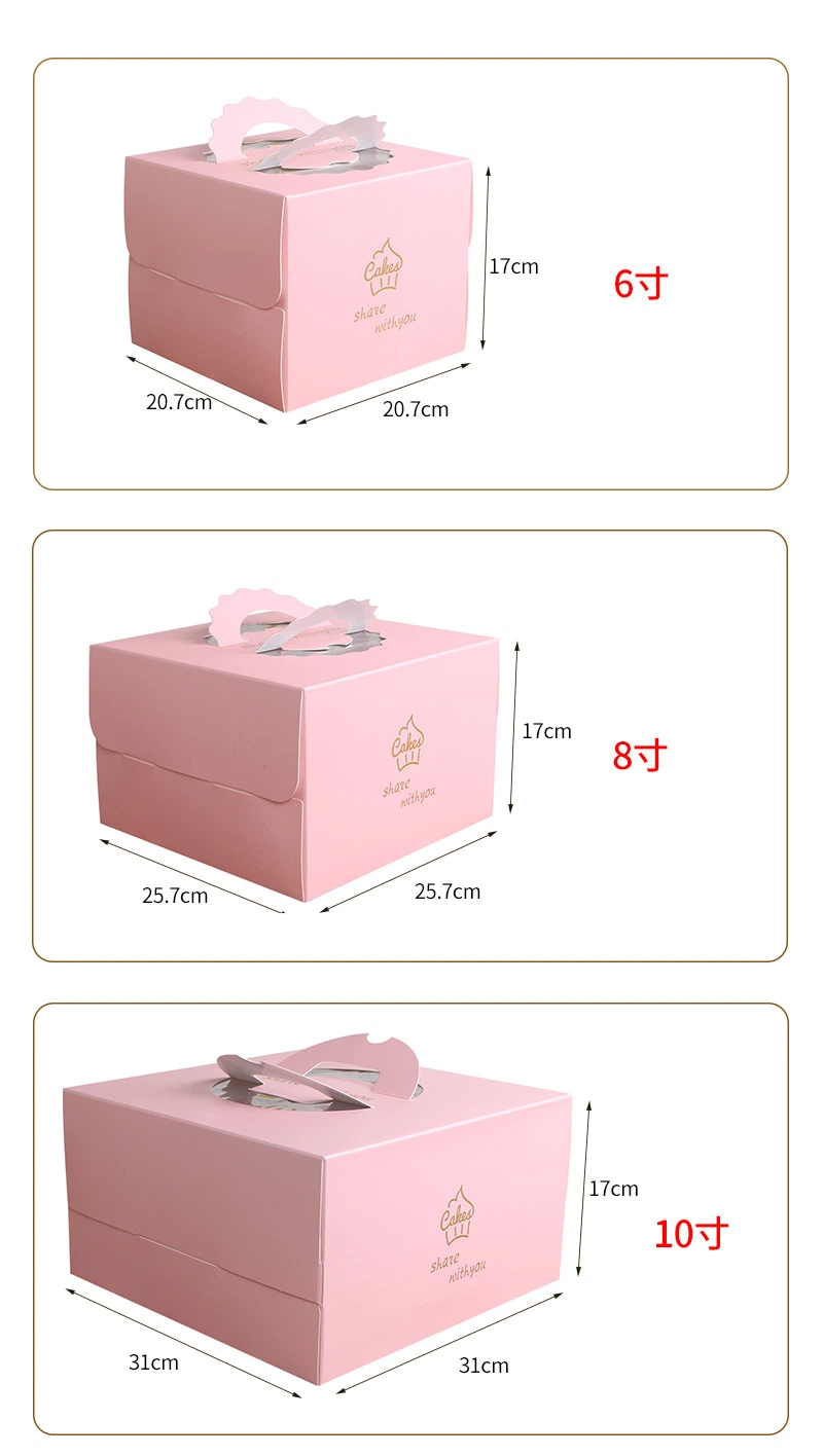 Wholesale/Supplier Custom Printed Portable Cardboard with Pet Plastic Transparent Window Wedding Party Holiday Baked Goods White Cake Paper Packing Gift Box with Handle