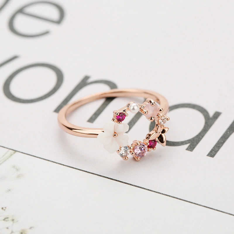 Rose Gold-Tone Flower Unique Ring Esg11643