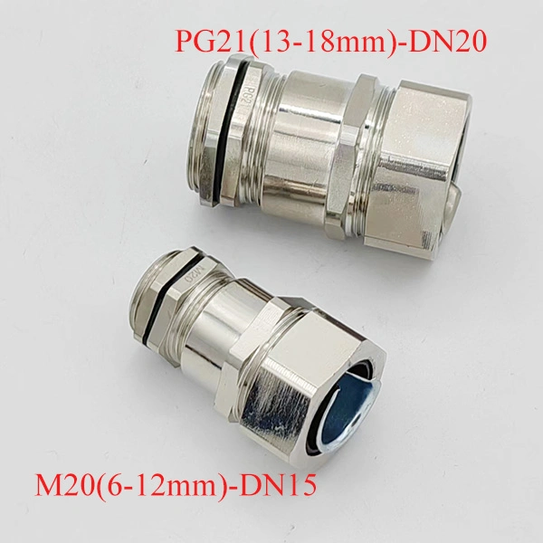 Lockable Cable Gland for Metal Flexible Conduit Pg21-DN20 Brass Nickel Plated