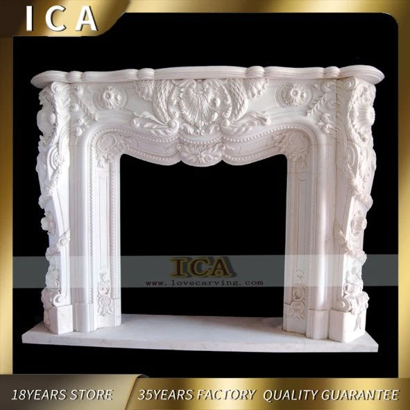 Modern Design Classical Style Stone White Marble Fireplace