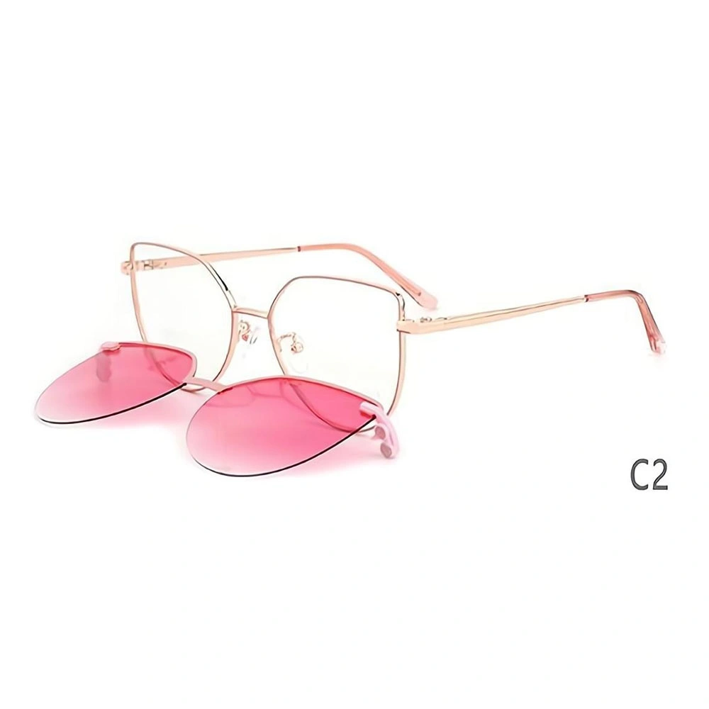 GD Metal Retro Gato Eye mujeres Clip en Gafas de sol Marcos Clip de metal en UV 400 gafas de sol en Stock