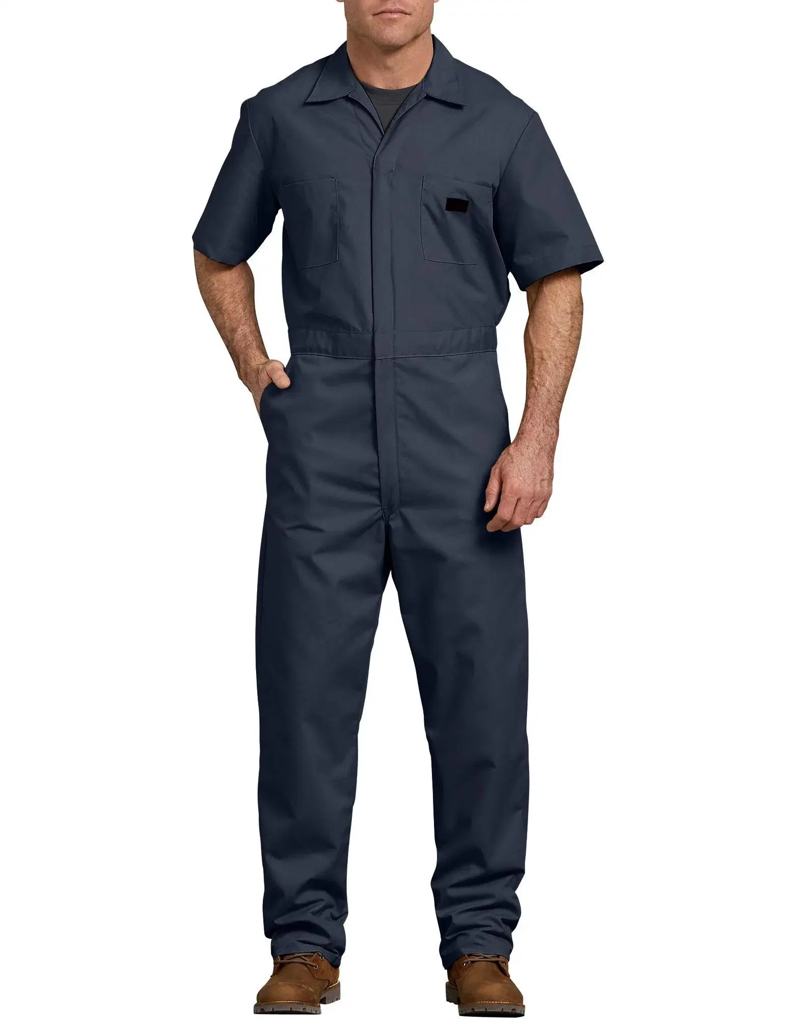 Men's Coverall Workwear Overall Snap Front Short Sleeve Jumpsuit Mechanic Boiler Suit