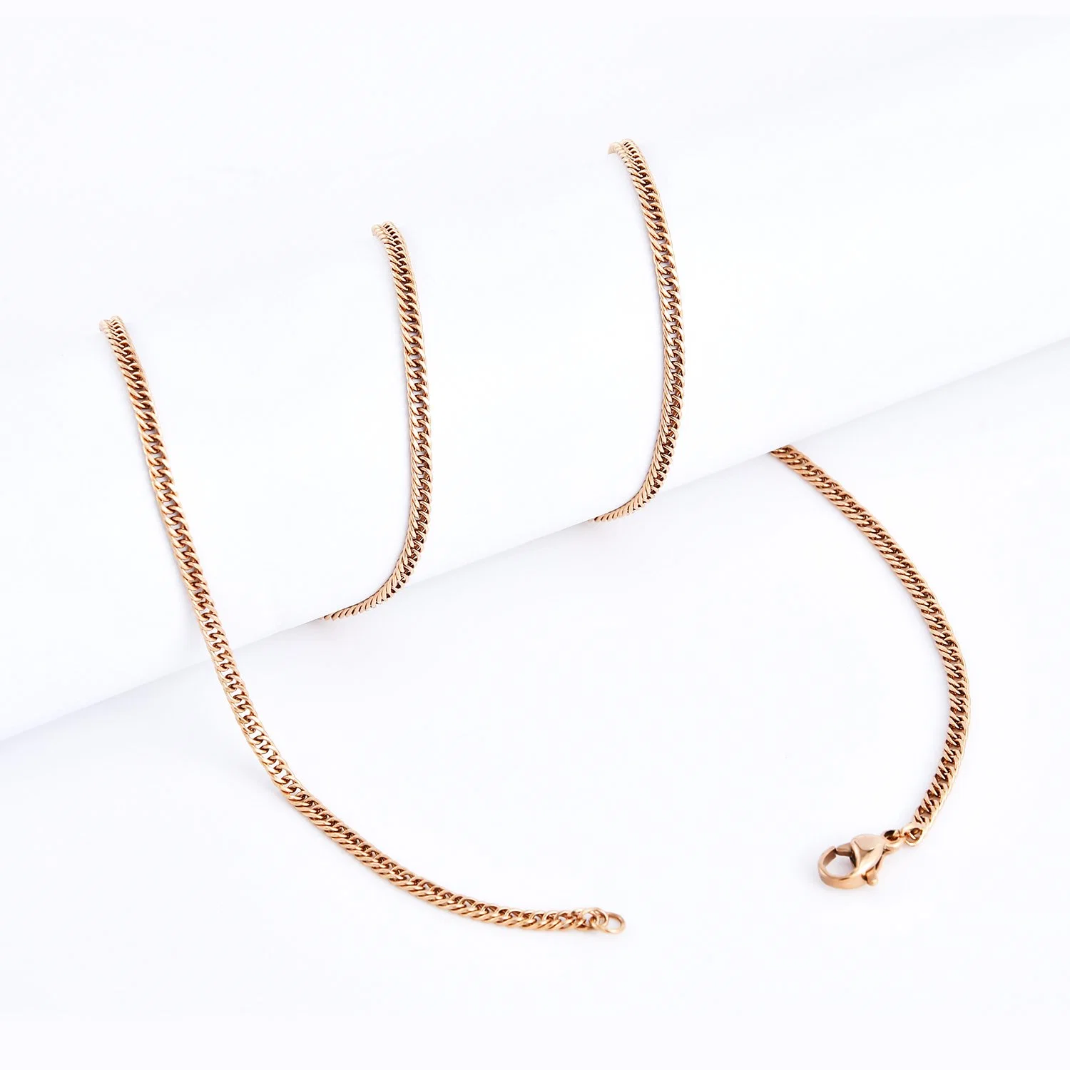 Wholesale/Supplier Fashion Accessories Gold Plated Rose Gold Stainless Steel Popular Necklace Jewellery Double Curb Polish Chain Jewelry for Custom Necklace