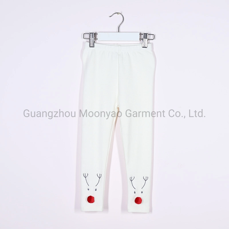 Christmas Rudolph Deer Embroidery Winter Baby Kids Girls Leggings Wholesale/Supplier