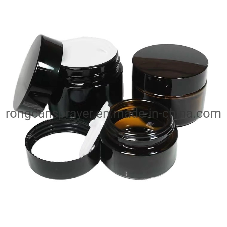 High Quality 30ml 50ml 100ml Colored Body Face Cream Jar Round Cosmetic Glass Jar with Screw Lid Metal Lid