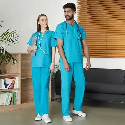 Unisex Mens Nurse White Stitching Other White Scrub Suit/White Nurse Uniform Short/Long Sleeve Nurse Uniform Suit for Hospital Clinic Pet Veterinary Center