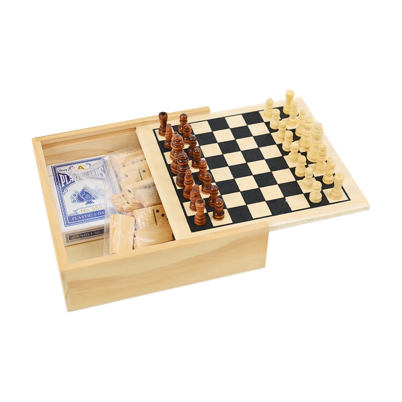 Multifunktionales Holzbrett Spiel All in One Poker Domino Set