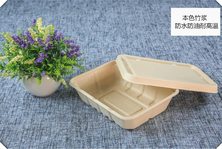 Unbleached Sugarcane/Bamboo Square Salad Box Bagasse Tableware