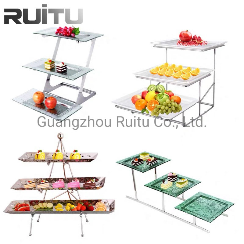 Banquet Home Catering Buffet Food Salt Holder Mixer Serving Containers Server Bowls Set with Stands Luxury 3 Tier Ceramic Fruit Salad Bowls Display Stand