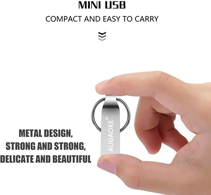 OEM Waterproof Metal Silver USB Flash Pendrive 32GB 16GB 8GB 4GB Pendrive USB Flash Drive Memory Disk with Key Ring