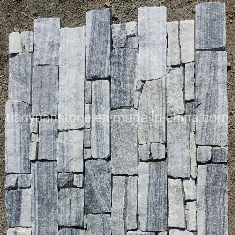 Piedras de revestimiento de pared externa en pizarra negra/rústica, con acabado natural.