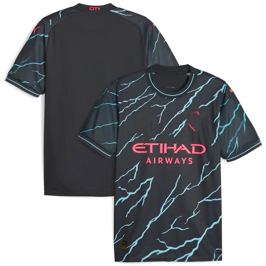 Dropshipping Mayoreo Erling Haaland Man-Che-Ster City 2023/24 Tercer Replica Player Camiseta - Camiseta de fútbol azul marino