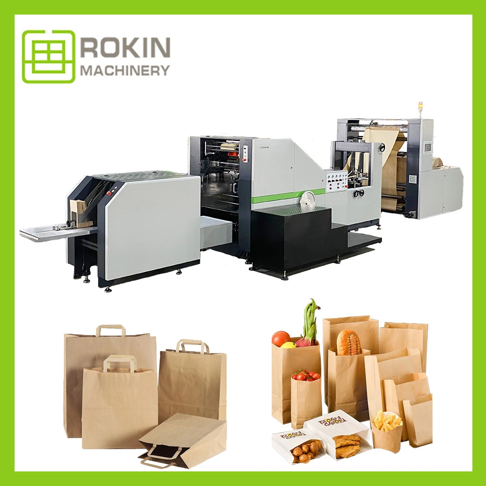 Rokin Brand Eco-Friendly Chestnut Packaging Square Bottom Paper Bag Making Machine