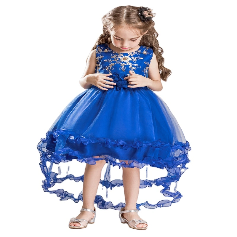 Vestido de noche para niñas de flores bordado de poliéster para damas de honor de niñas de moda infantil ropa de bebé