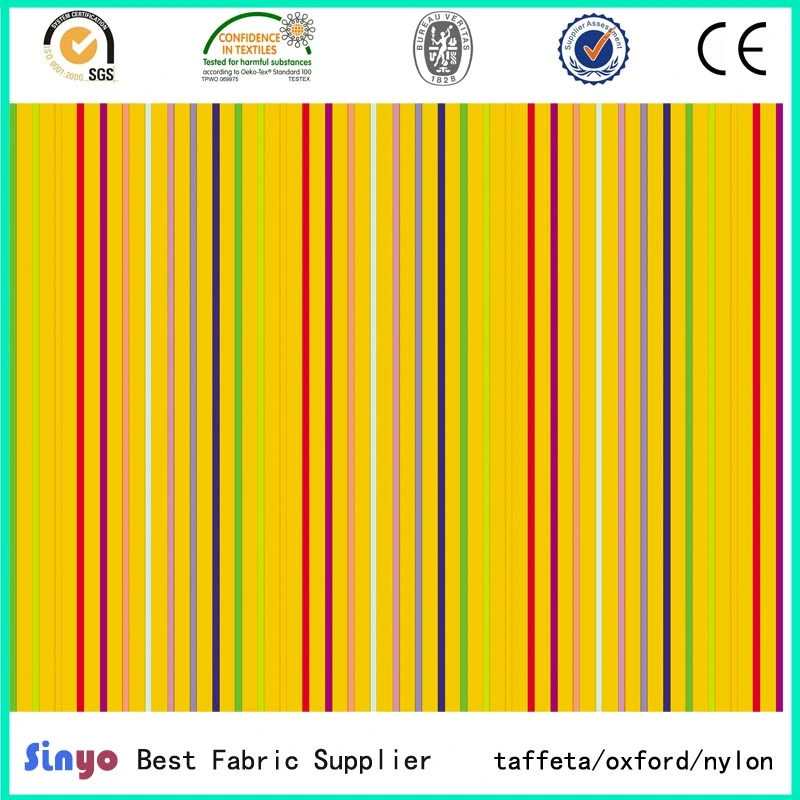 Heat Transfer Printed PVC Laminated 300d Yarn Dyed Strip Fabric