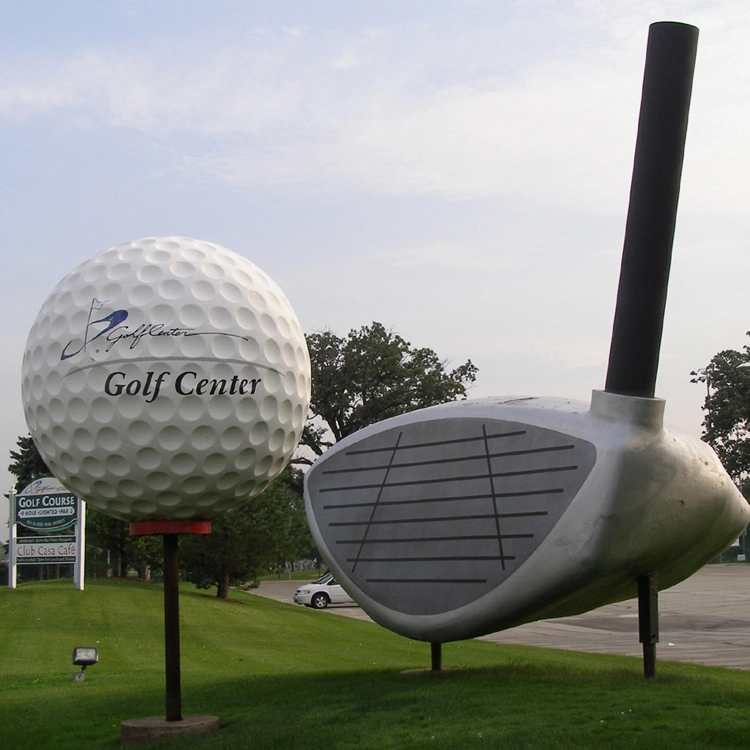 ديكور الحديقة مخصص الحجم Fiberglass Decoration Golf نحت الكرة