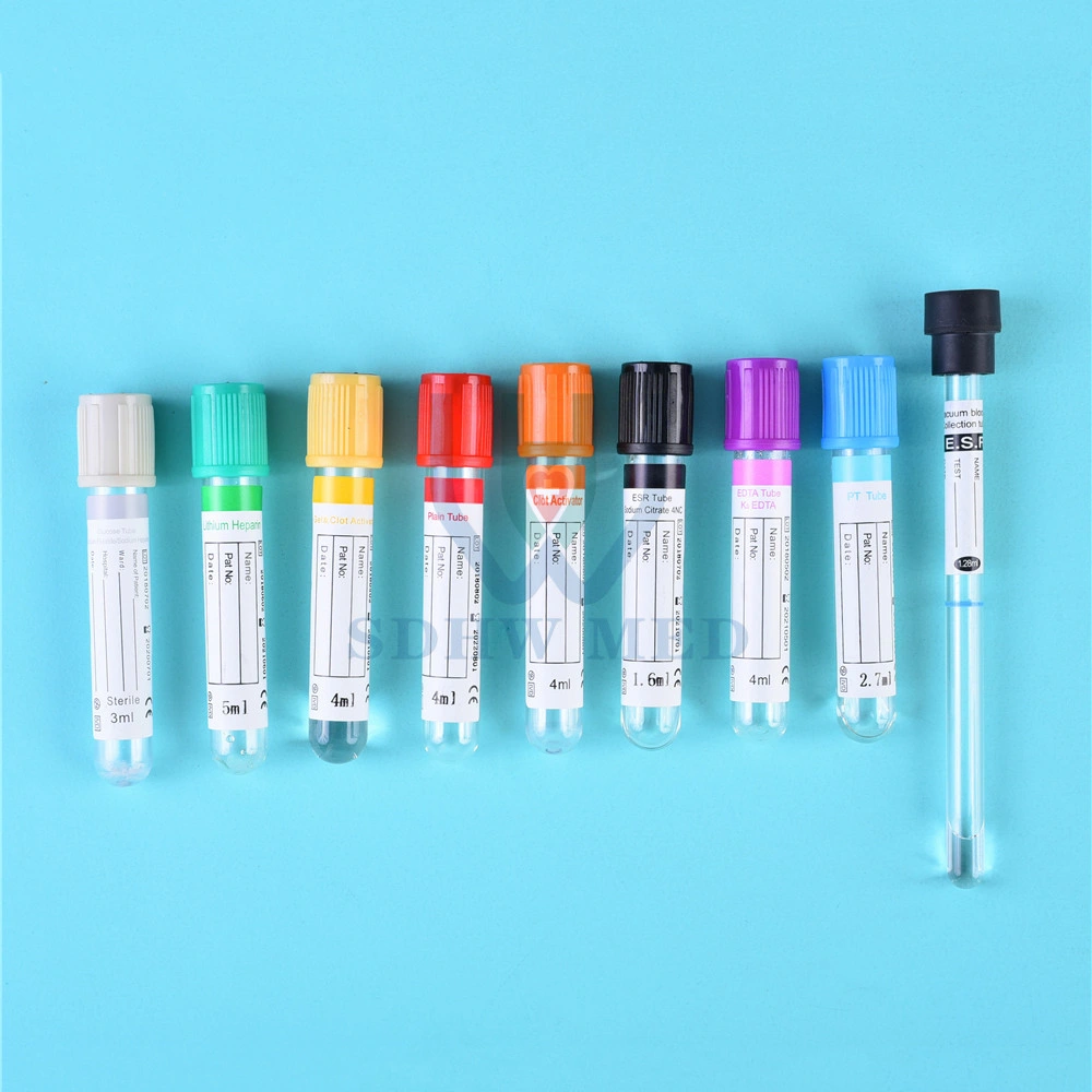 Productos médicos tubo desechable de extracción de sangre de vacío para mascotas EDTA Tubo de gel SSR tubo de análisis de sangre