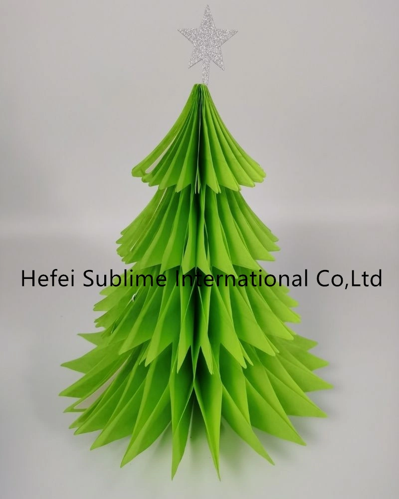 Papier de Noël papier de soie arbres pièce maîtresse de la table Centre de Honeycomb fait main avec Décoration décorative de sapin en forme d'étoile scintillante pour la fête de Noël