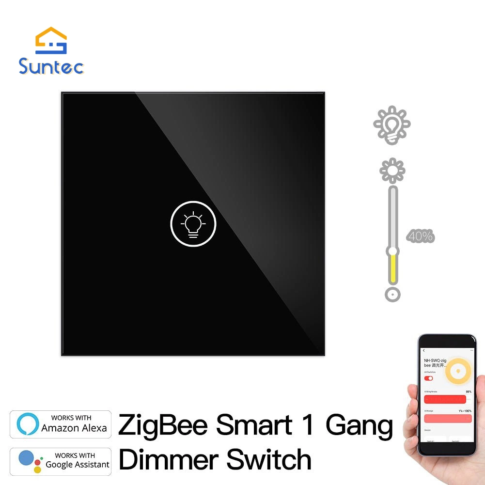 Suntec Zigbee Smart Light Dimmer Switch Relay Status Remote Control Black 1gang