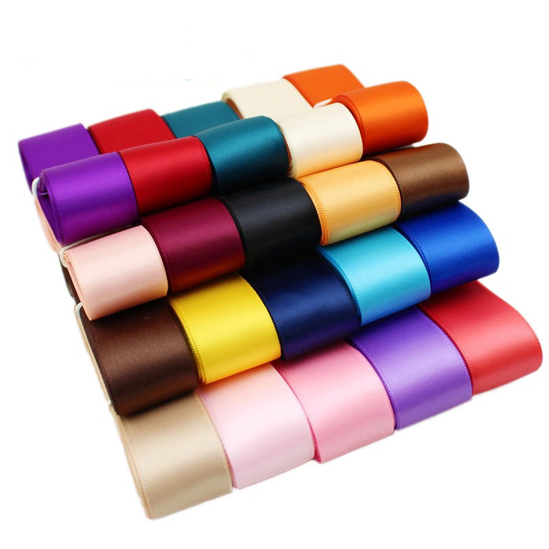 Customized Wholesale/Supplier Stock Plain Color Polyester Grosgrain Satin Wrapping Ribbon for Gift Packing