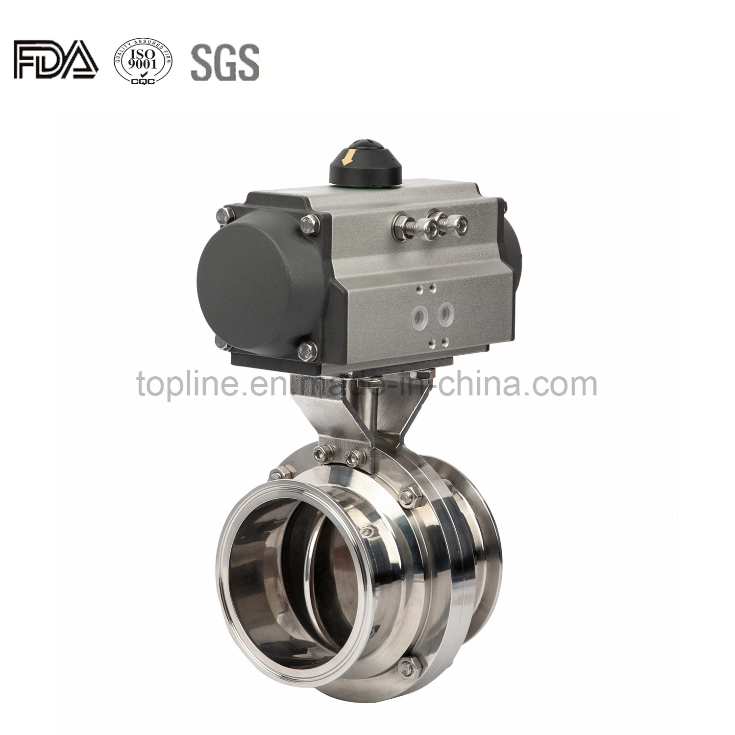 Stainless Steel Sanitary Pneumatic Butterfly Valve with Top Control Device