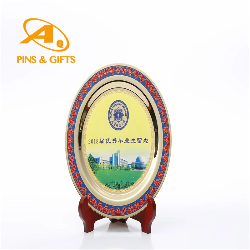 High quality/High cost performance  Handicraft Carved Gold Plates Lace Gold Silver Plaques Awards Office Decoration Plate Souvenir Gifts