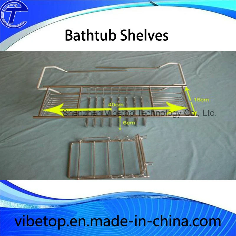 Chrome Metal Bathroom Bathtub Rack Shelf