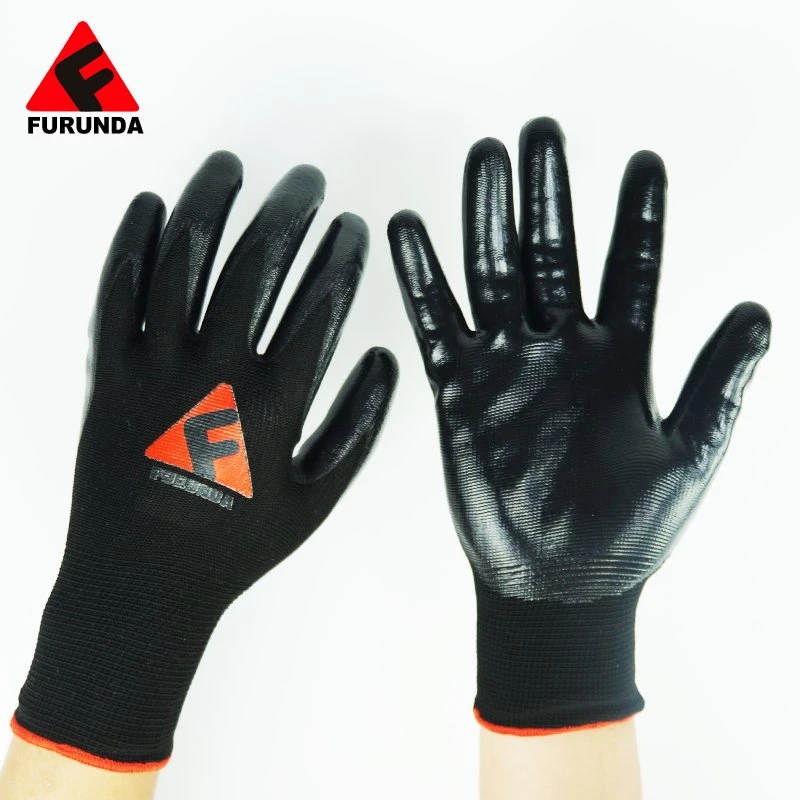 قفازات العمل المقاومة للعمل الصناعي Nitrile Coated Industrial Hand Safety للحماية من العمل لمدة حديقة بناء