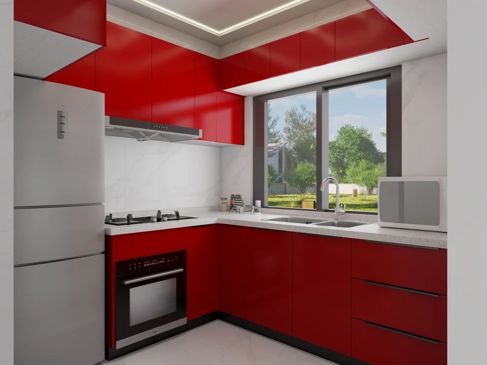 Cabinets de cuisine prêts à l'emploi de qualité moderne de l'île UV Rouge avec évier.