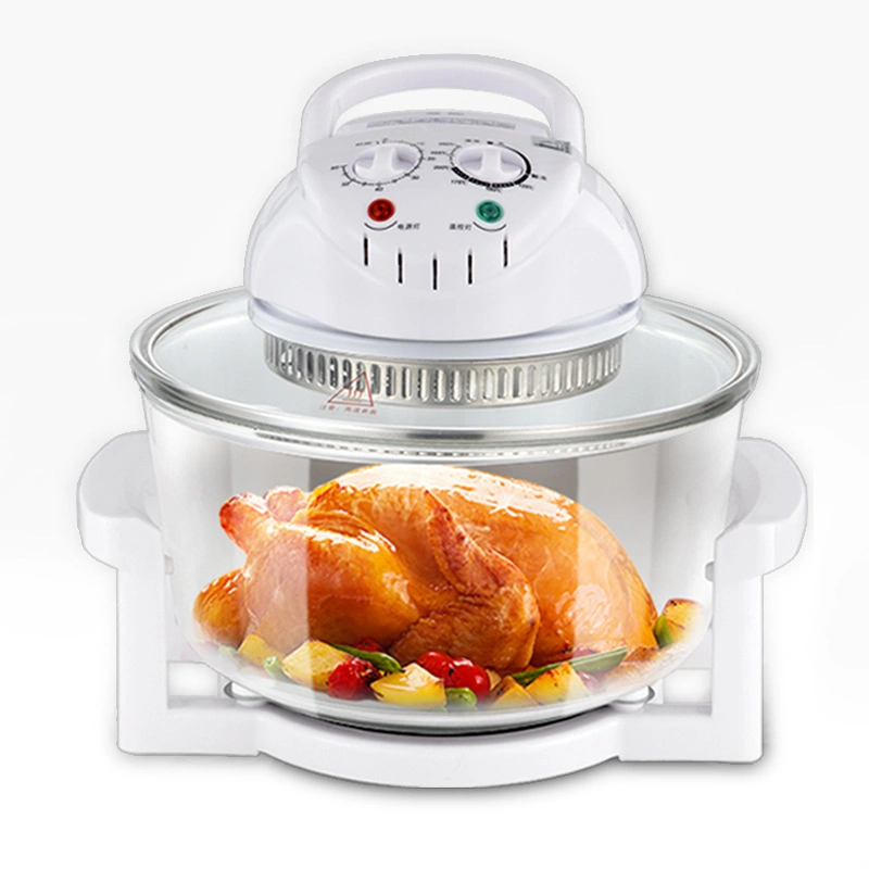 Estufa halógena de 12L de aire de vidrio visible de halógeno de freidora horno de convección halógena eléctrico microondas Cocina Silver Crest tazón de vidrio horno de convección halógeno Turbo Horno Venta