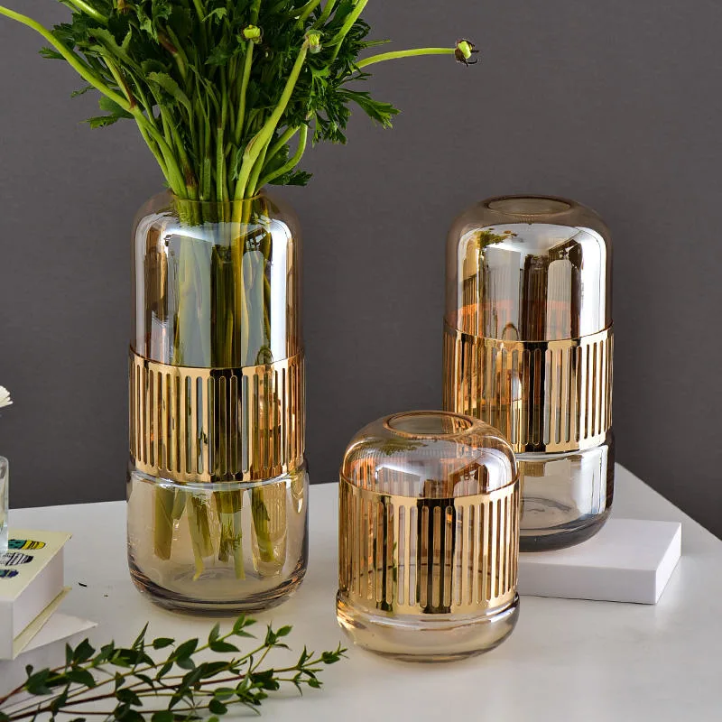 Moderne Nordische Geschenk Licht Luxus-Stil Galvanisierung Home Dekor Glas Vase