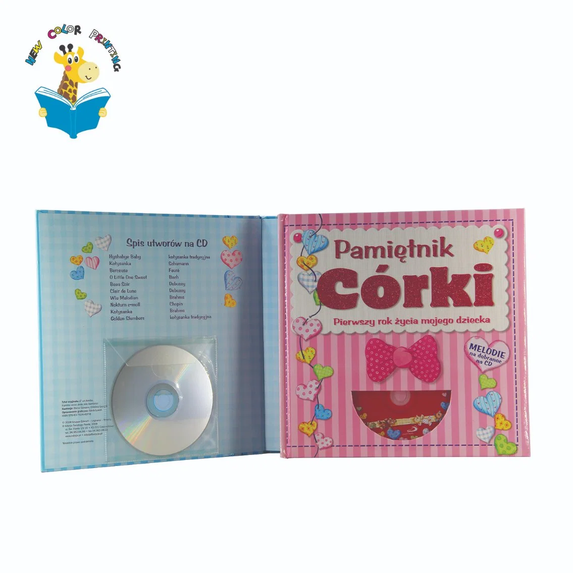 Children CD Audio Book Hardcover Back Printing for Baby