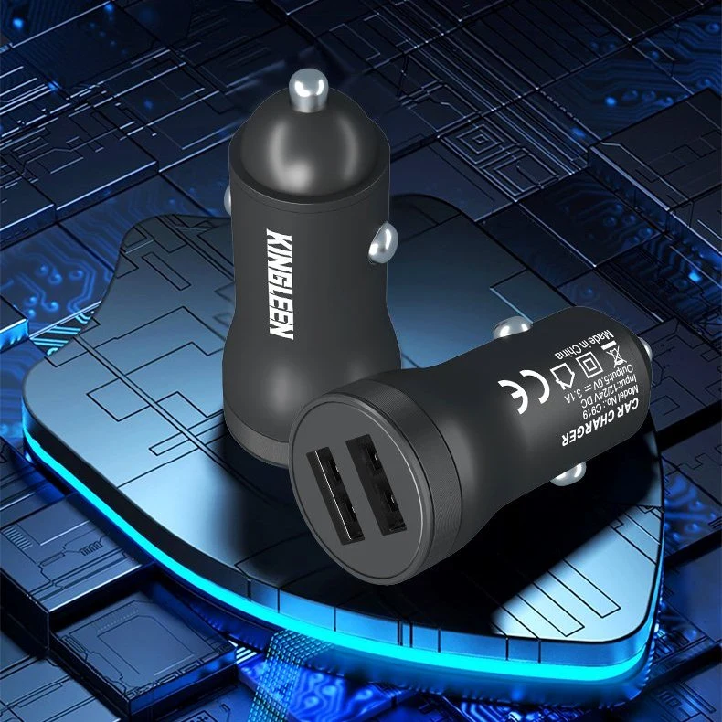 5V 3.1A Chargeur de voiture USB double avec câble de données Micro USB.