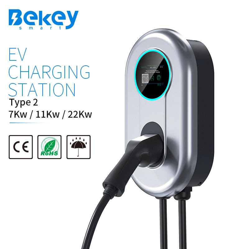 Tipo 2 Estación de carga de coches eléctricos 7kw LED Home EV Cargador