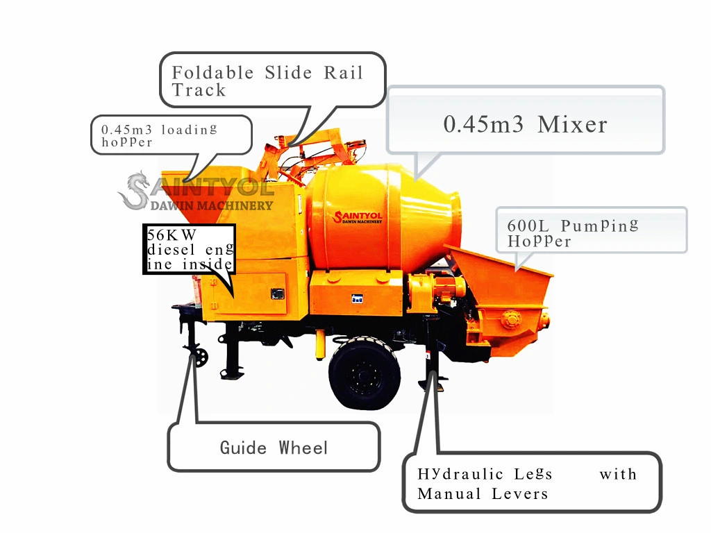 Mini Portable Cement Mortar Self-Loading Concrete Mixer Machine with Pump Beton Mixing Pump