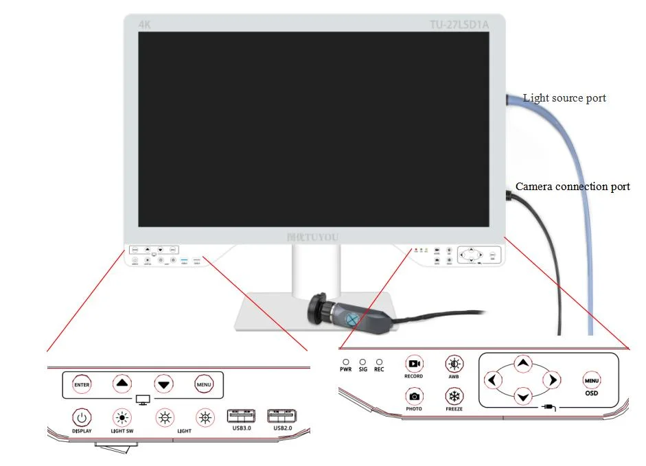 27' ' integrado endoscopio medicina 4K de la cámara LCD Monitor de cirugía de la fuente de luz
