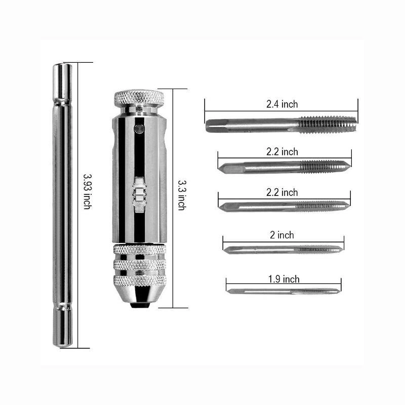 Adjustable T-Handle Ratchet Tap Holder Wrench Tapping Threading Tool Set