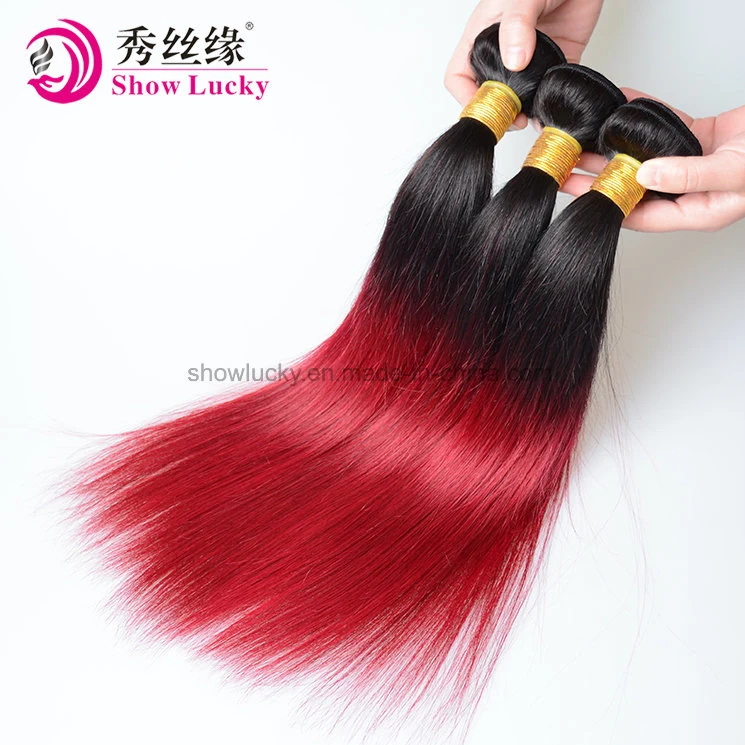 Grad 9A zweifarbige 1b/Burgund brasilianischen Jungfrau menschlichen Haares Weft Straight Remy Ombre Haarprodukte