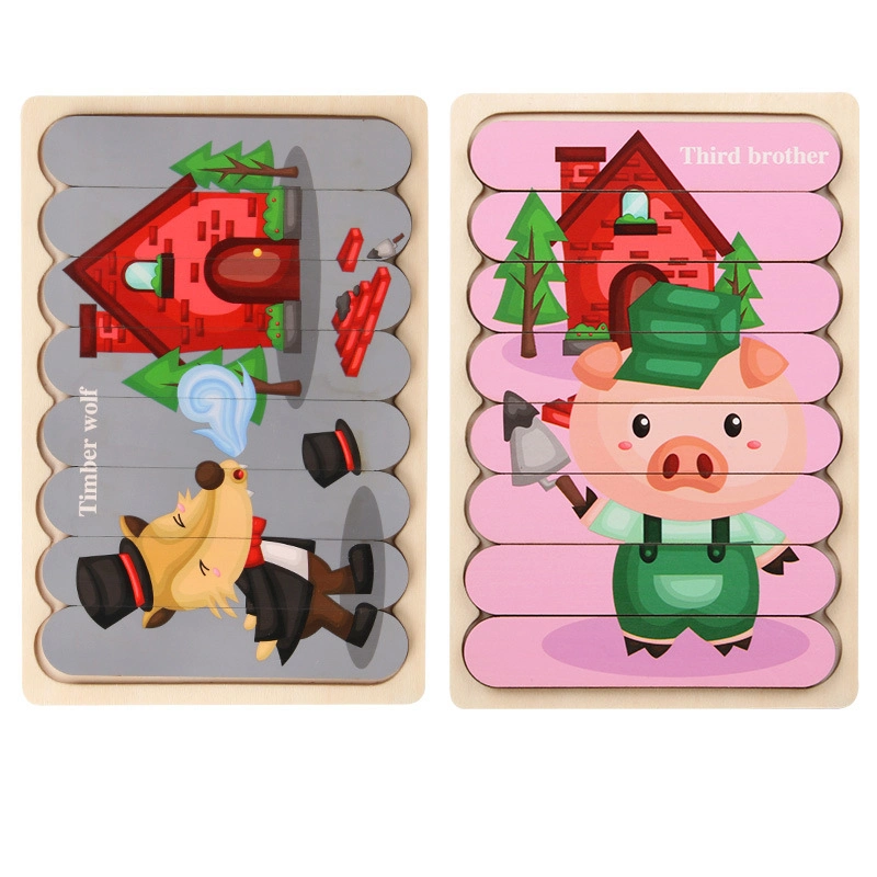 Wholesale/Supplier Creative Strip Animal Cognition Wooden Puzzle Children's Educational Toy for Kids Toy