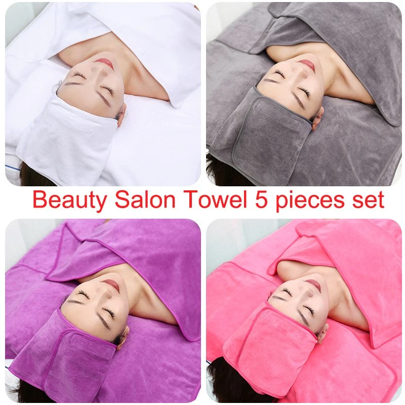 Beauty Salon Towels 5 Pieces Set Microfiber Bleach Proof Custom Color Logo