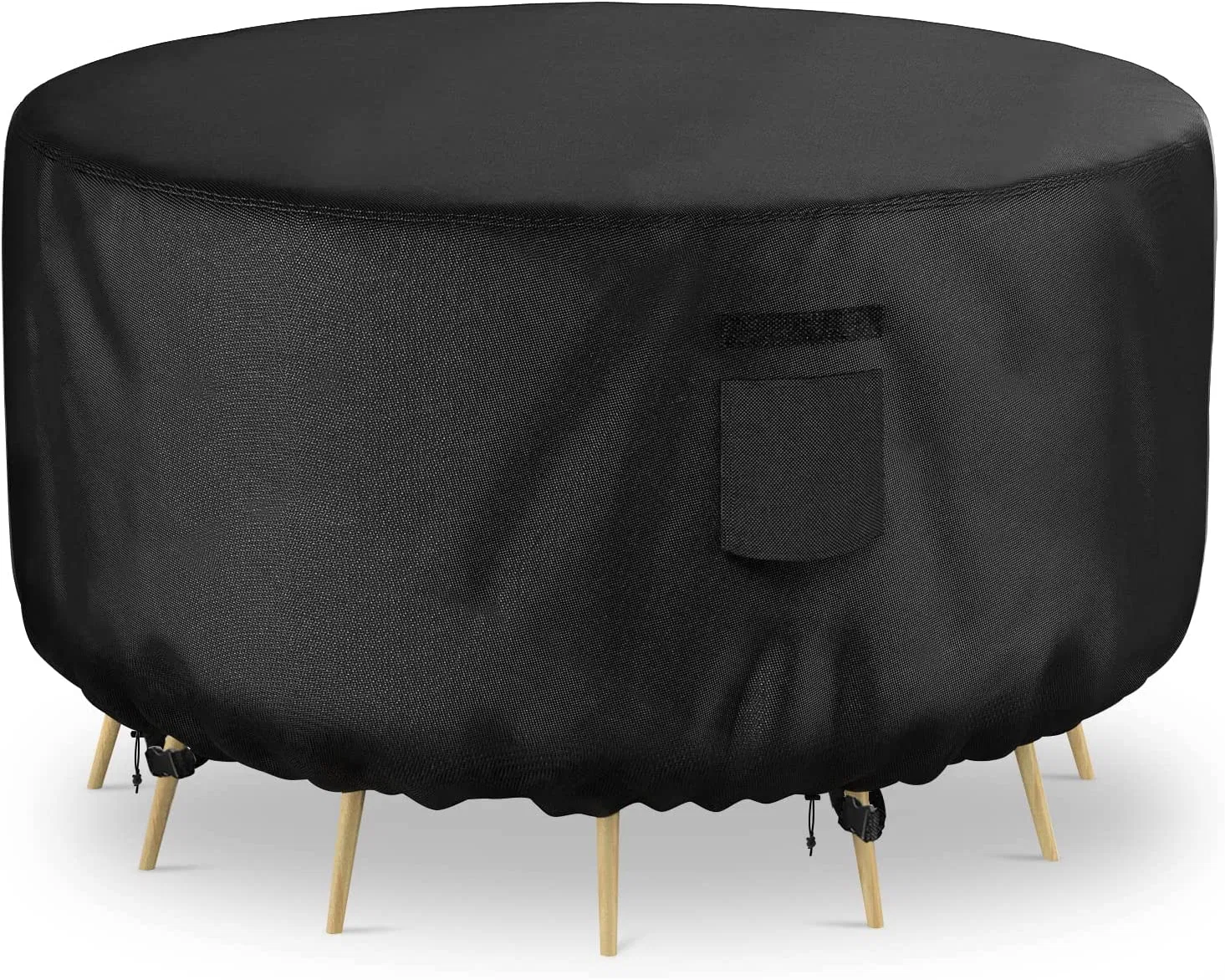 Circular Terrace Furniture Cover, Waterproof, UV Resistant, Fade Resistant Outdoor Furniture Table and Chair Cover, Heavy-Duty 600d Fireproof Pit Cover