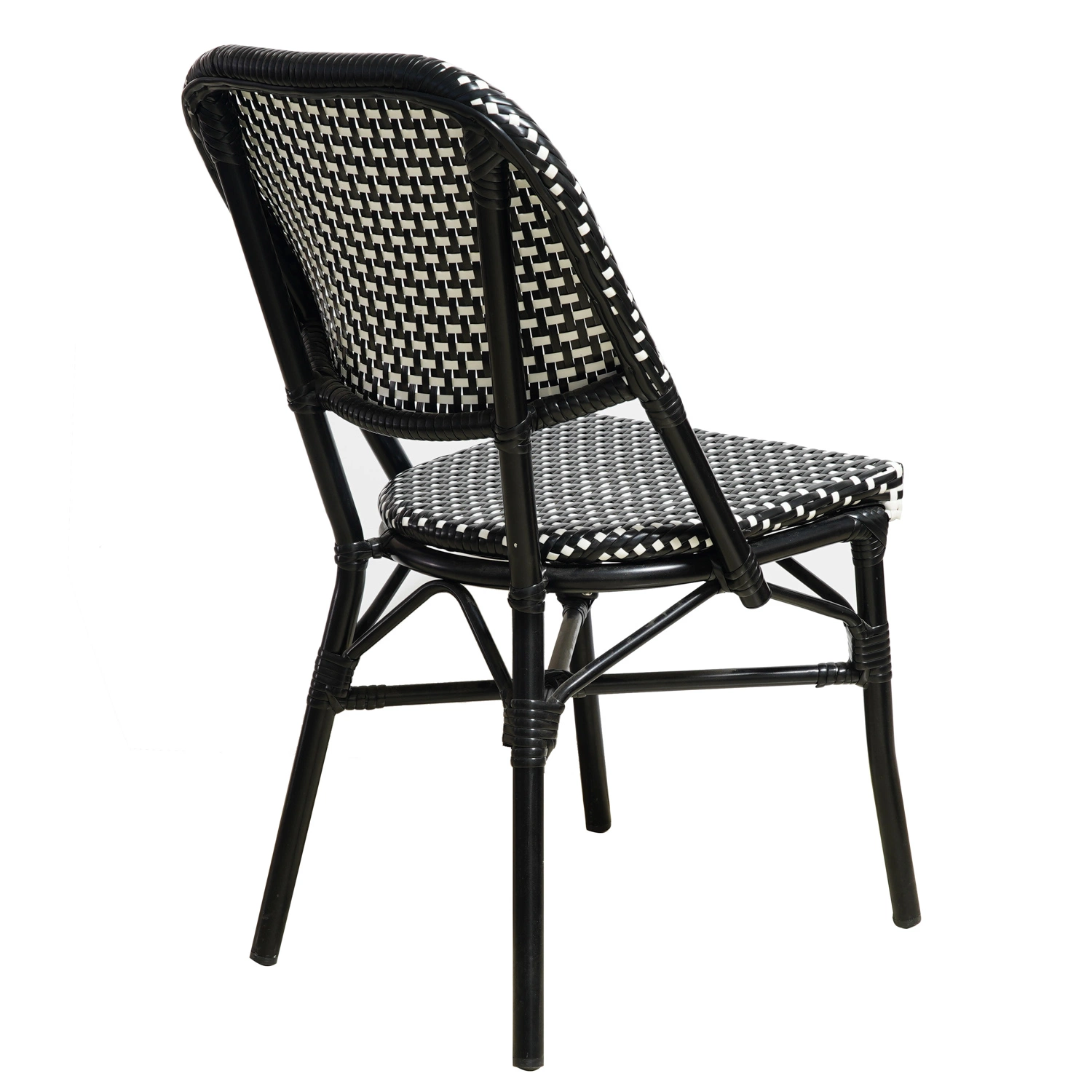 Cafe Cane Schwarz Weiß Moderne Günstige Stacking Rattan Outdoor Französisch Bistrostuhl